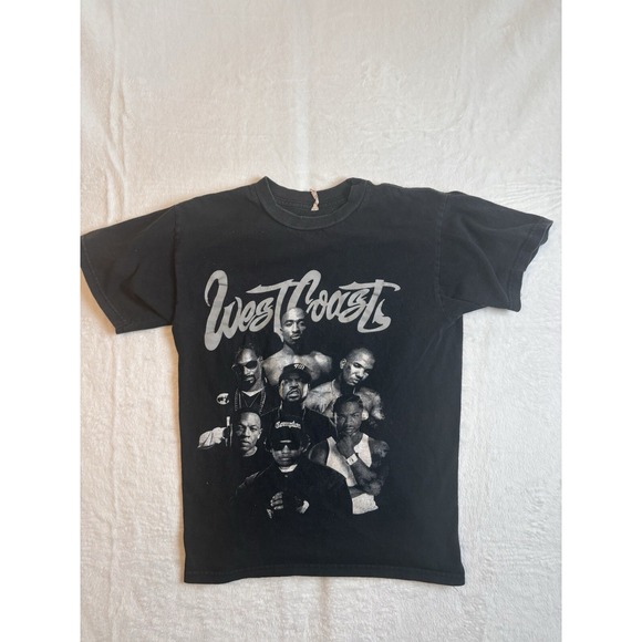Y2K VTG West Coast Rap Legends Tupac Dre Dre Cube Eazy E Black Shirt Men's S * - Picture 1 of 6